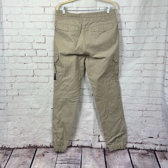 Adidas Pants Mens 30 Jogger Cargo Tapered Leg Pull On Drawstring Pocket Beige - Picture 10 of 11
